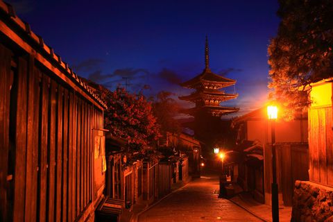 京都夕暮れの街の景色