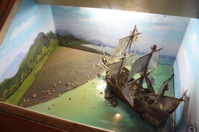航海の様子と歴史の展示物