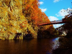 美しさ２種類。定山渓温泉 二見吊橋の紅葉＆ライトアップ