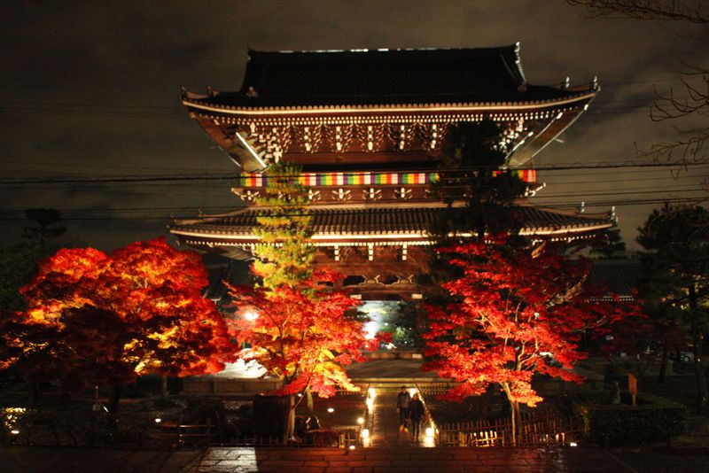 金戒光明寺（京都）の紅葉ライトアップは池に映る紅葉が美しい