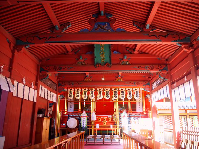 鮮やかな朱色！日本三大八幡造の社殿