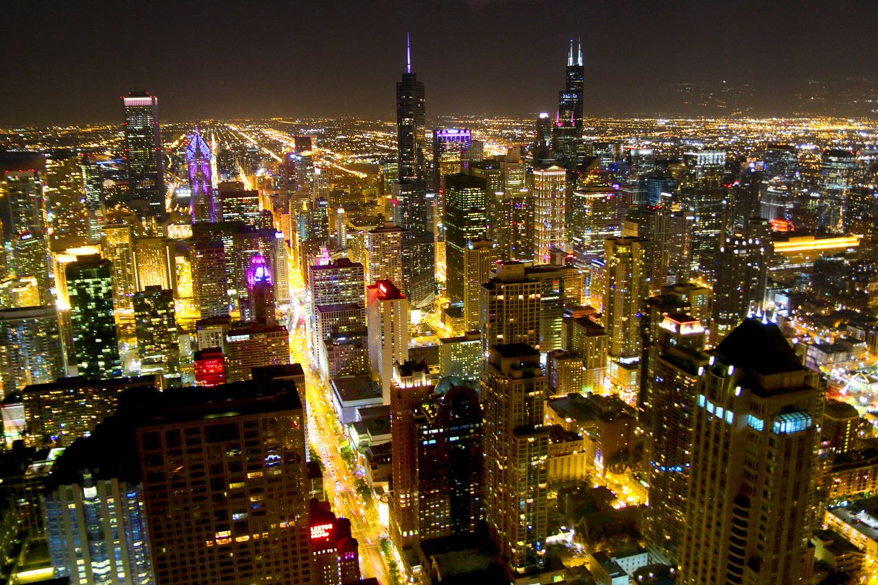 夜：シカゴの摩天楼が楽しめる絶景スポットへ！
