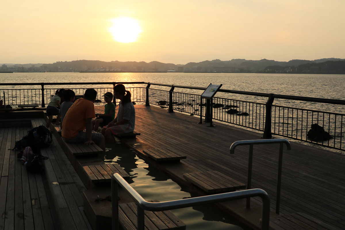 夕暮れ時の桜島港で散策を楽しもう！