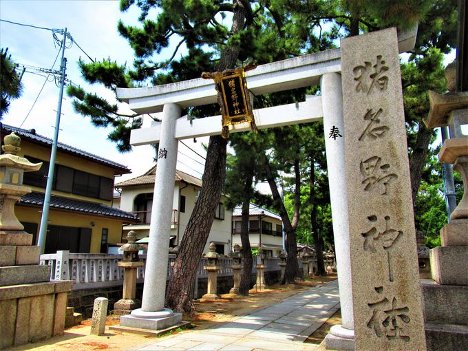 「惣構」（総構）の城郭であったことを示す猪名野神社の「岸の砦」