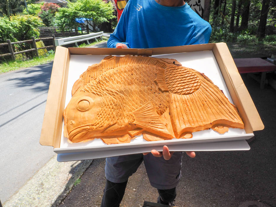 まるで抱き枕！静岡・丸子峠大鯛焼き屋の「世界一大きい鯛焼き